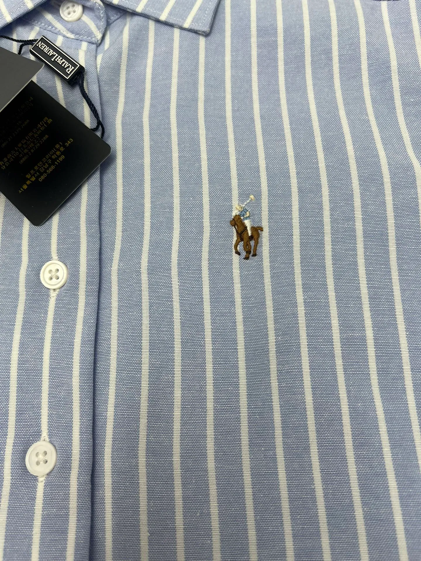 🅿️440 Polo 25ss New Vertical Stripe Logo Lapel Long Sleeve Shirt Men's Blue High Version Size: S.M.L.XL.